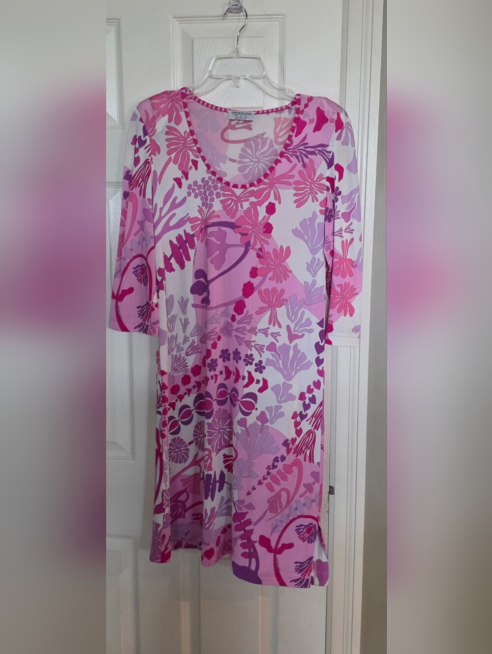 Averardo Bessi Italian Pink & White Retro Floral Printed Dress Small 4
